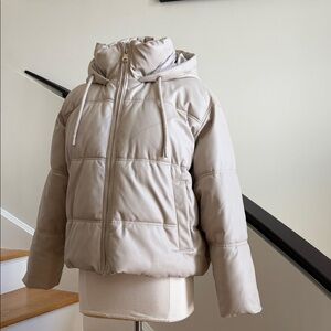 ZARA vegan leather Puffer Jacket